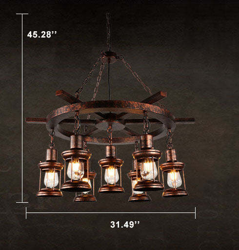 Vintage Nautical Metal Lantern Chandelier