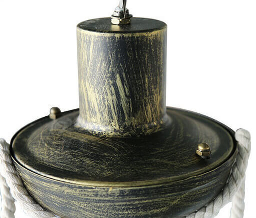 Vintage Hemp Rope Lantern Oil Lamp Iron Pendant