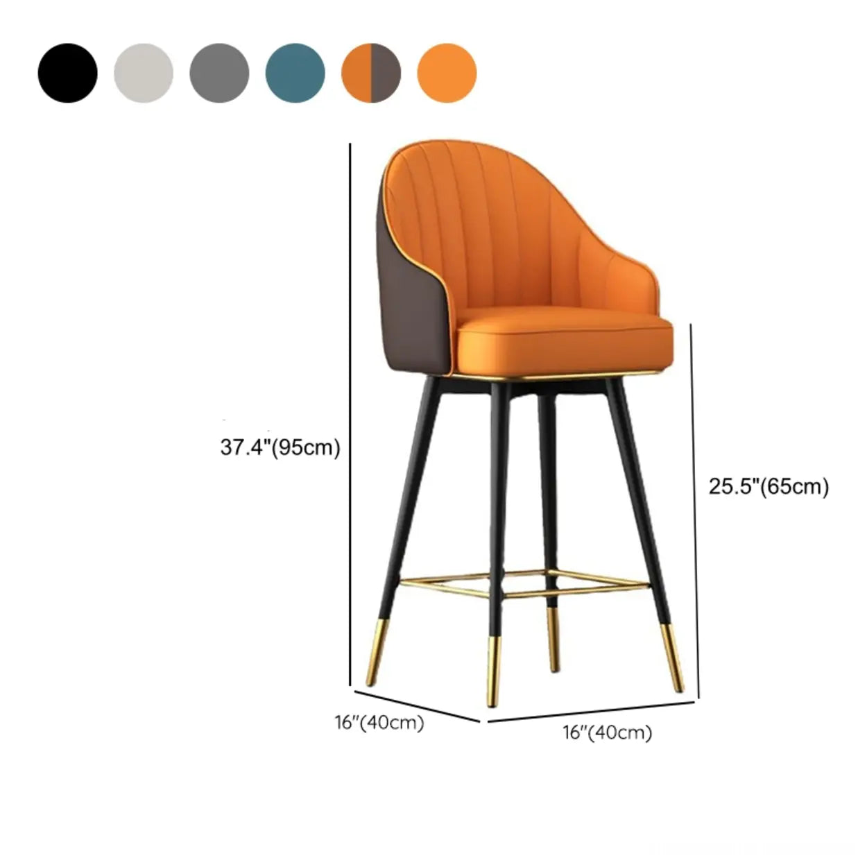 Arms curved leather metal bar & counter stools