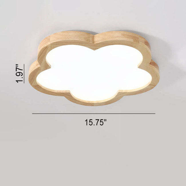 Nordic Solid Wood Flower LED Slim Kids Flush Light