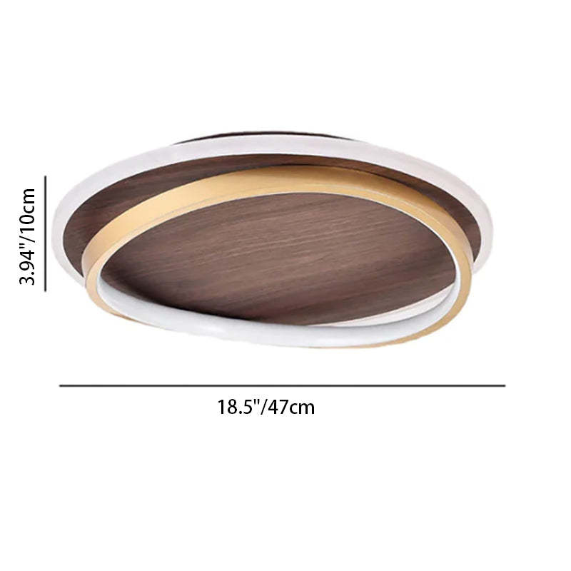 Nordic Minimalist Circular Walnut LED Flush Mount Light