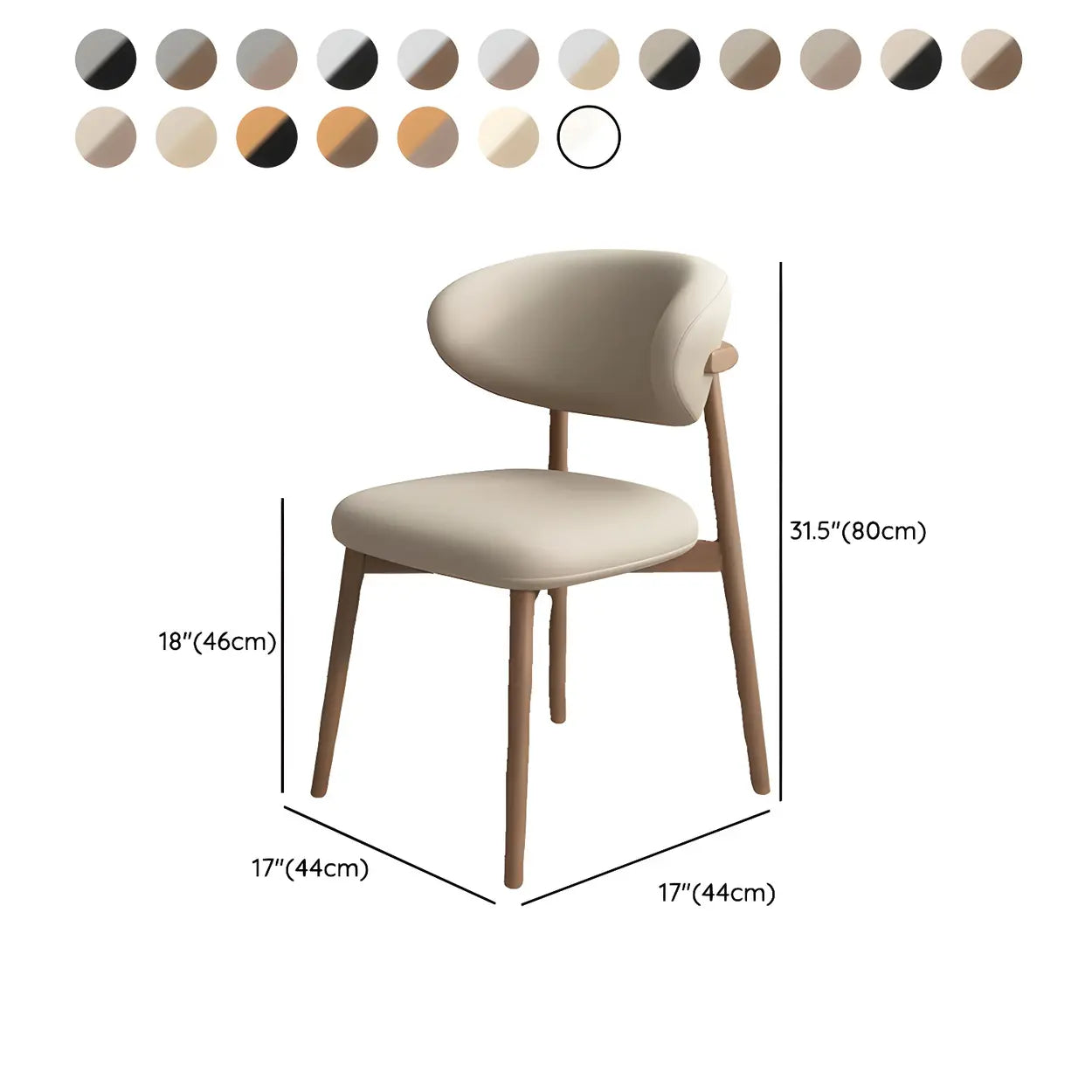 Lighom modern faux curved-back gray dining chairs & benches in leather wood