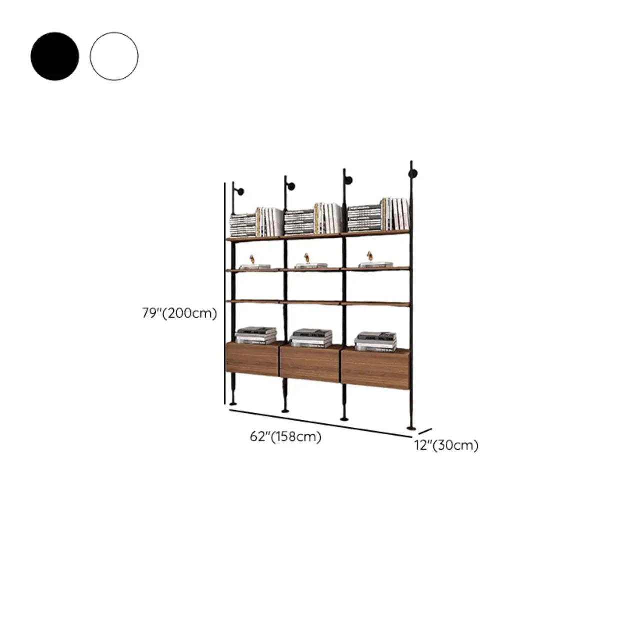 Industrial Wall-Mounted Wood-Metal Bookshelf