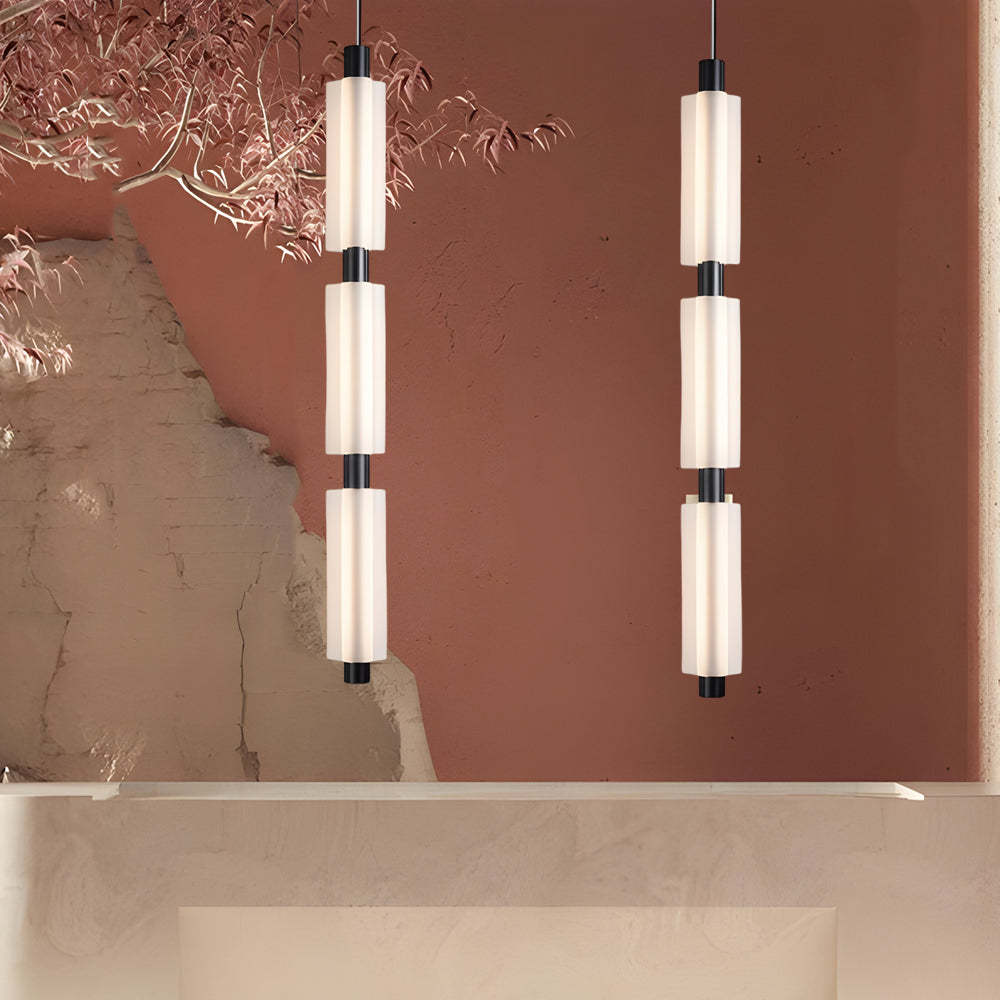 1/2/3-Head Acrylic Cylinder Modern Pendant Light, Gold/Black