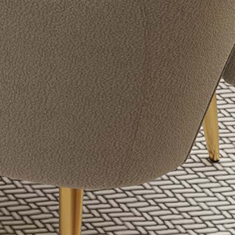 Minimalist Curved Wood Metal Accent Chair — White Legs - Light Pink