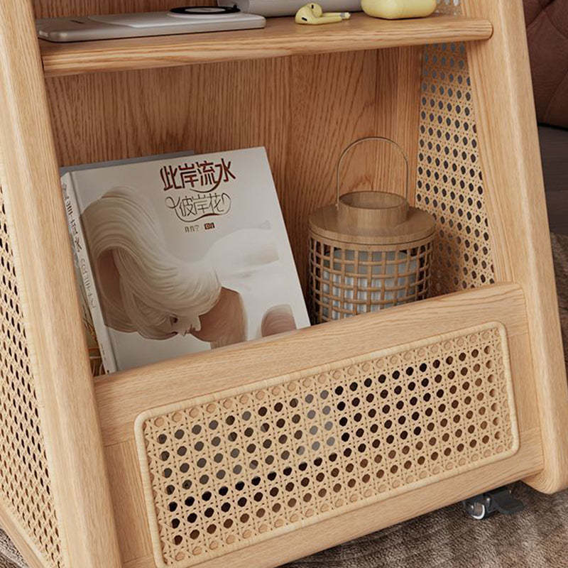 Retro Solid Wood 3-Tier Movable End Table