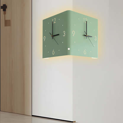 Square Metal Silent Backlit LED Corner Wall Clock Modern Wall Decor-Lighom