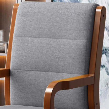 Modern Wood Fabric Leather Armchair