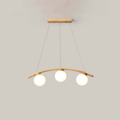 Japanese Harajuku Arc Wood Glass Ball Island Chandelier