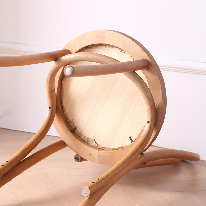 Vintage Rattan Woven Wooden Dining Chair — Honey Color / Wood