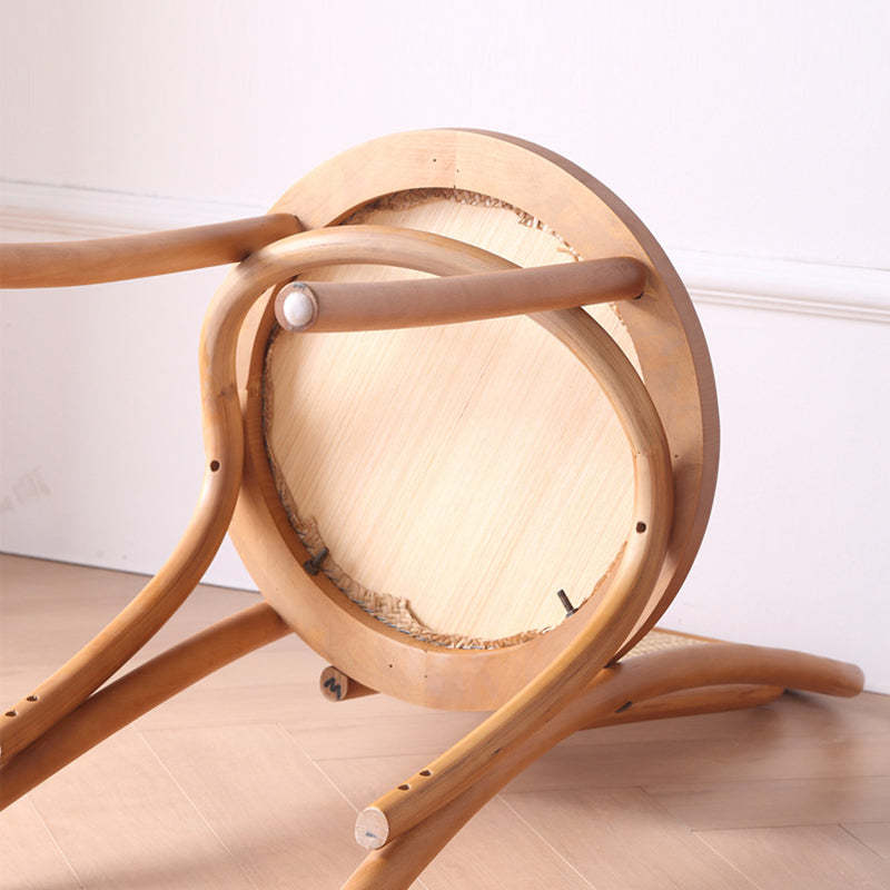Vintage Rattan Woven Wooden Dining Chair — Honey Color / Wood