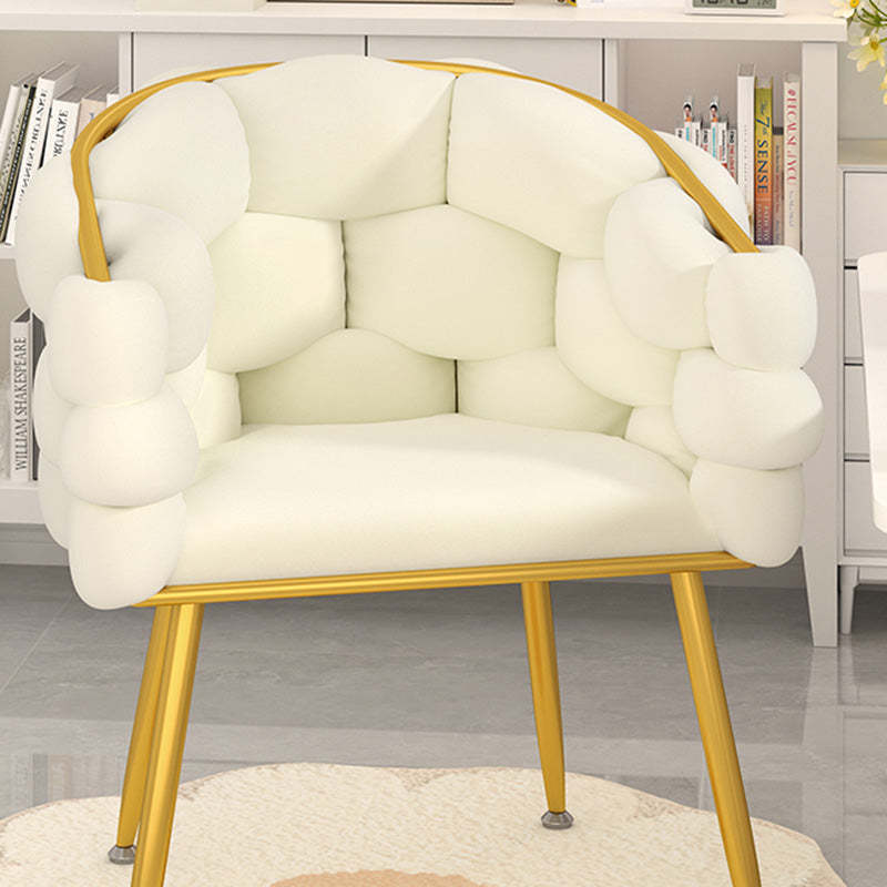 Scandinavian Curved Velvet Tufted Vanity Stool — Without Pillow / Latex / Dark Gray