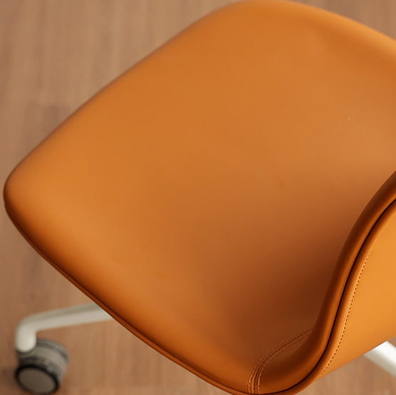 Nordic Ergonomic Microfiber Leather Lift Desk Chair — Without Roller / Brown Seat + Black Legs
