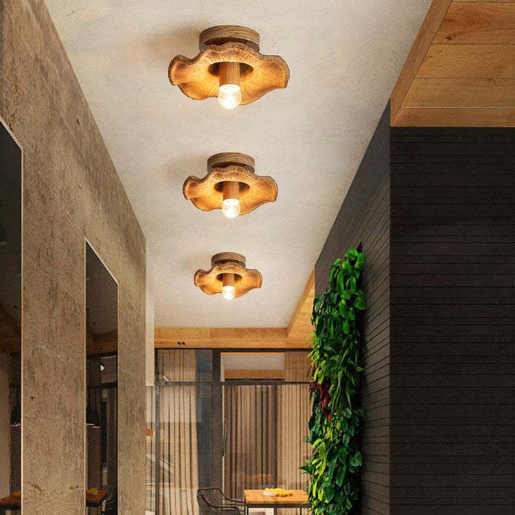 Japanese Wabi-Sabi Lotus Leaf Resin Ceiling Light