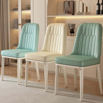 Contemporary Square PU Leather Upholstered Dining Chair