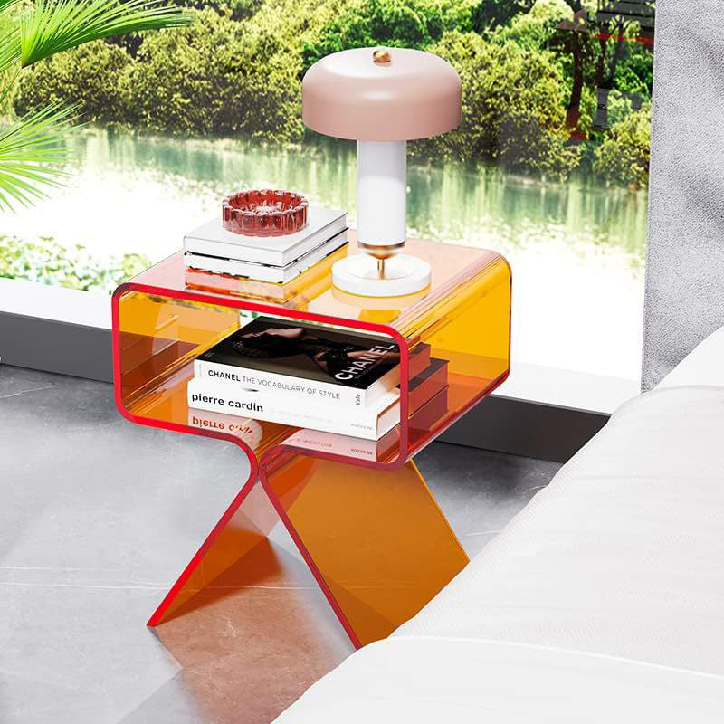 Minimalist Rectangular Acrylic 2-Tier End Table