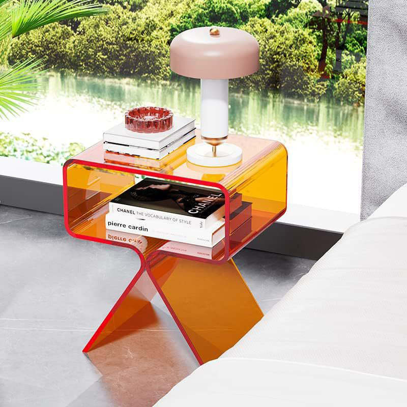 Minimalist Rectangular Acrylic 2-Tier End Table