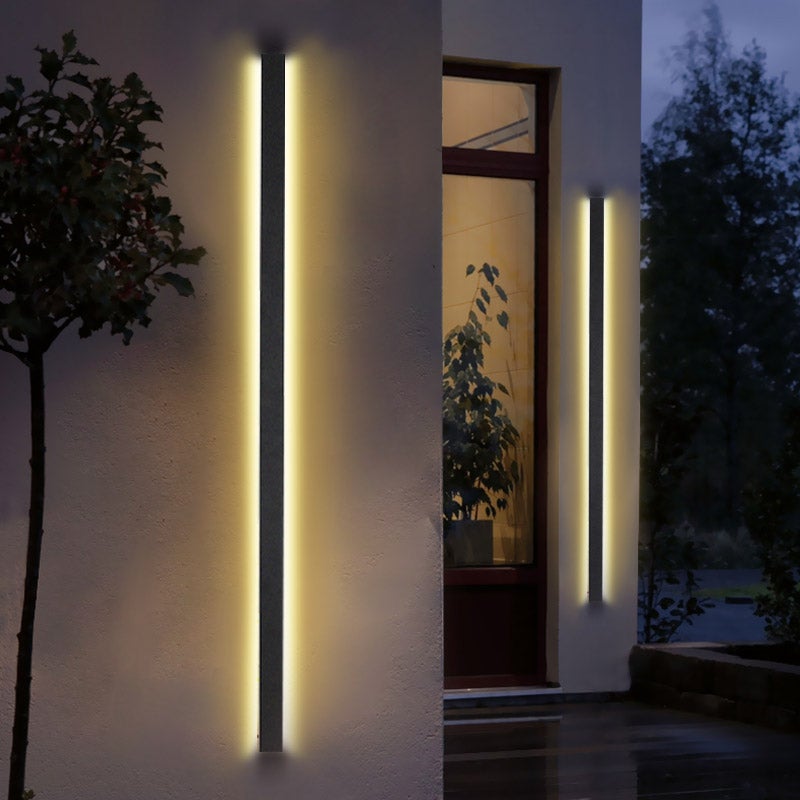 Industrial strip long black metal outdoor wall lighting — 40" L x 1.9" W x 1.8" H / Set of 2