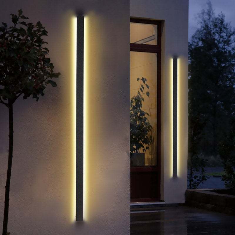 LED Long Strip Metal Black Minimalist Outdoor Wall Light