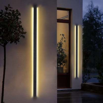 LED Long Strip Metal Waterproof Black Minimalist Outdoor Wall Lights-Lighom