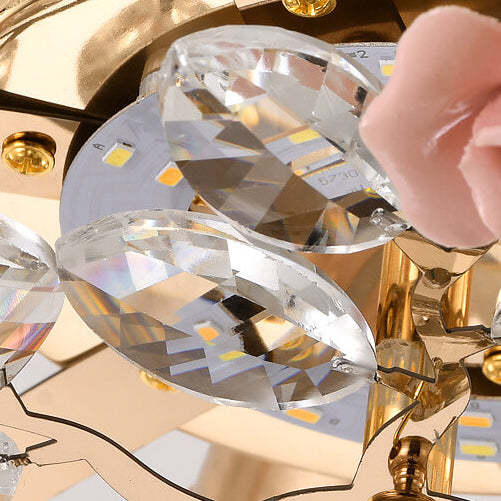 Modern Luxury Rose Iron Ceramic Crystal Chandelier