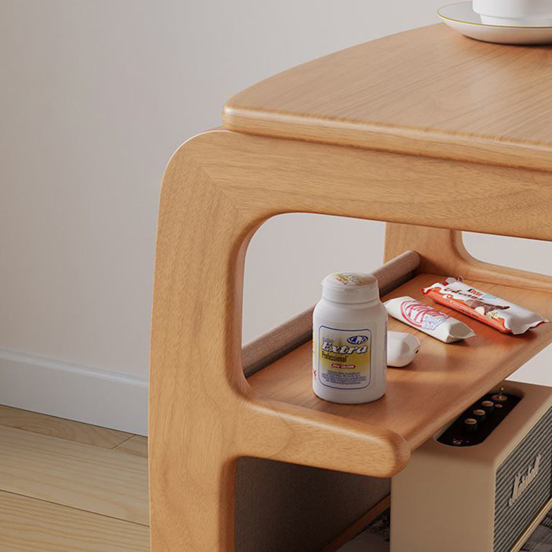Japanese Wood Flip Cover 4-Tier End Table