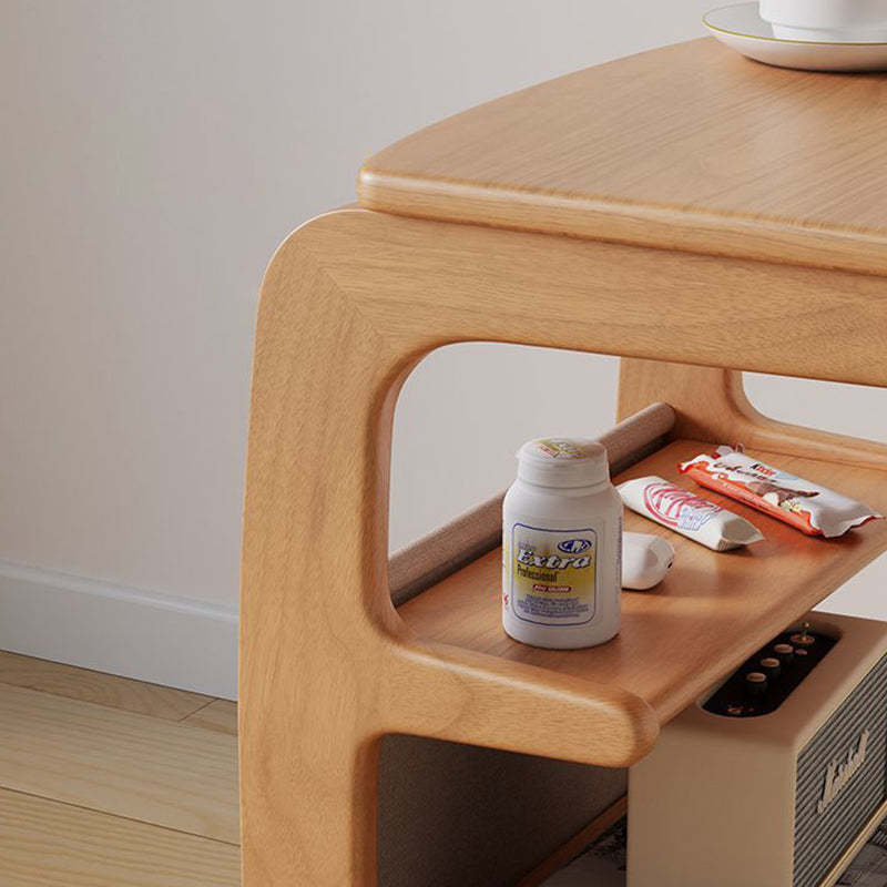 Japanese Wood Flip Cover 4-Tier End Table