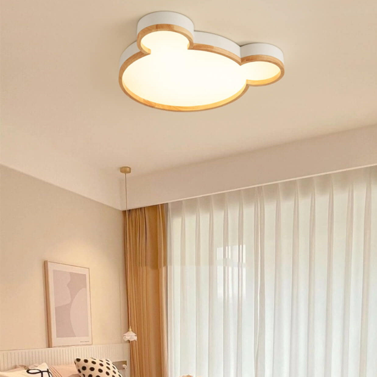 Nordic Wood Bear LED Kids Flush Mount Light