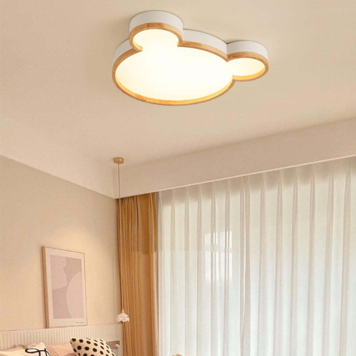 Nordic Wood Bear LED Kids Flush Mount Light