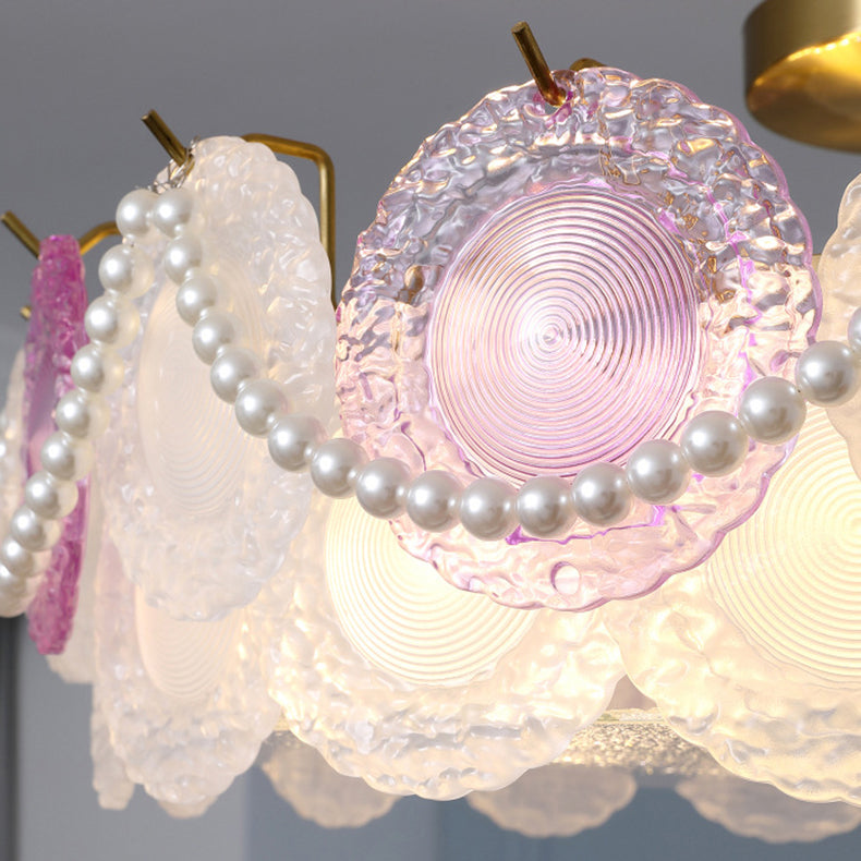 French Shell Textured Glass Pearl Ceiling Light