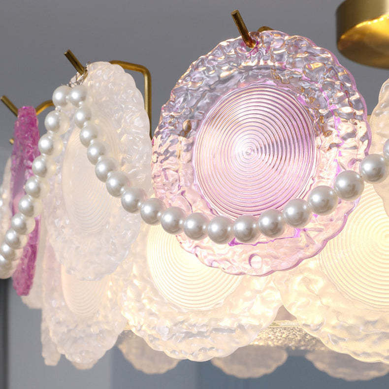 French Shell Textured Glass Pearl Ceiling Light
