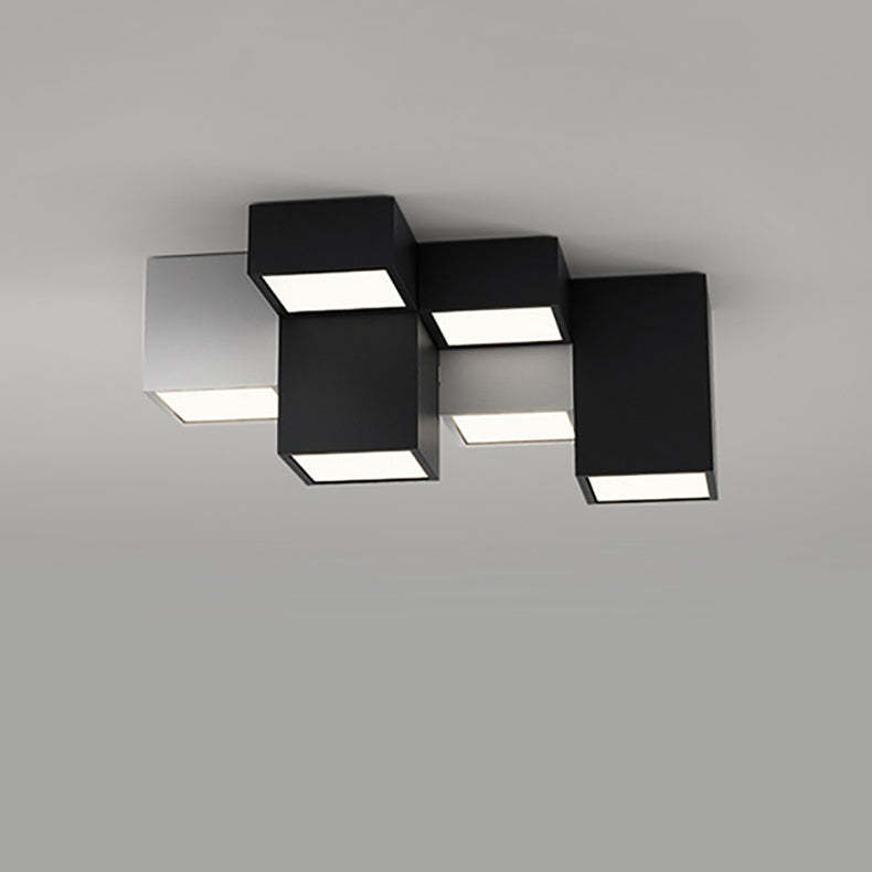 Minimalist Cube Iron Acrylic LED Flush Mount Light