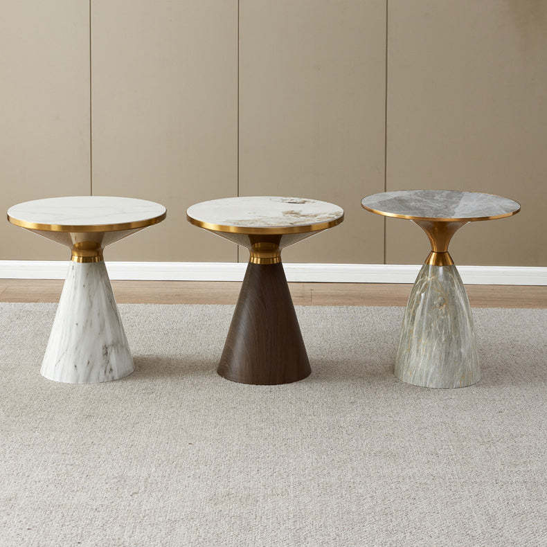 Modern Cone Rock Slab Steel Side Table