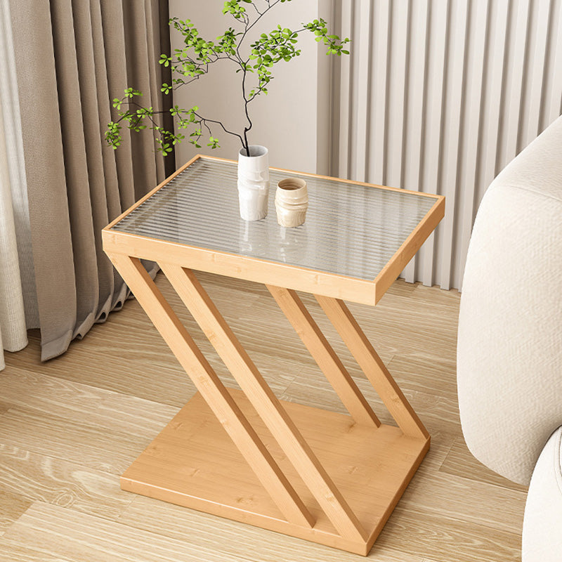 Minimalist z-shape end & side tables in bamboo glass wood