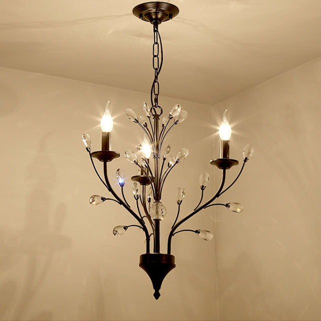Vintage Rustic Black Iron Candelabra Chandelier