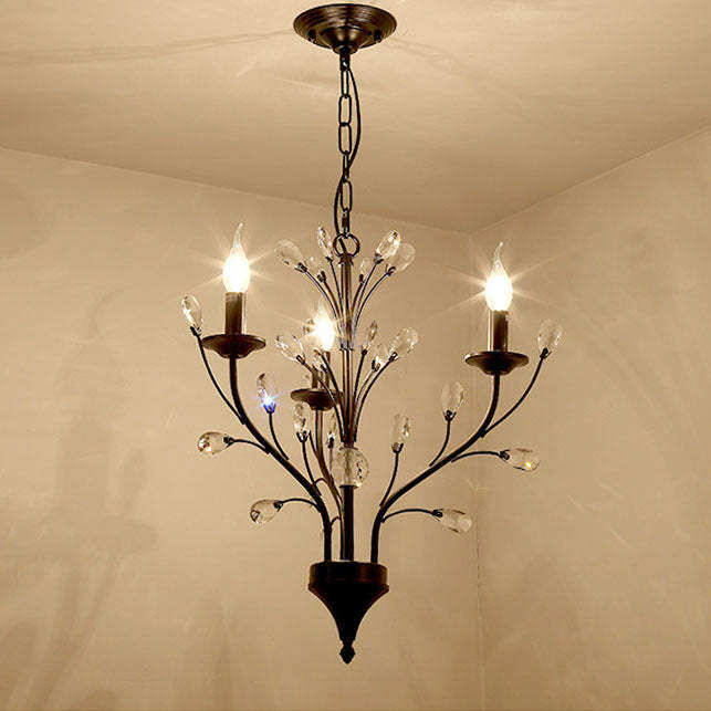 Vintage Rustic Black Iron Candelabra Chandelier