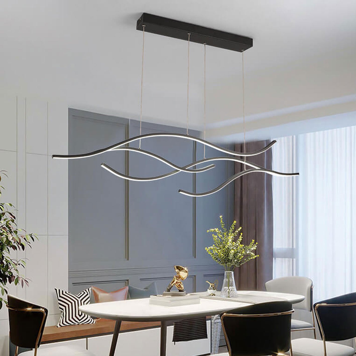 Nordic Long Line Island LED Art Chandelier
