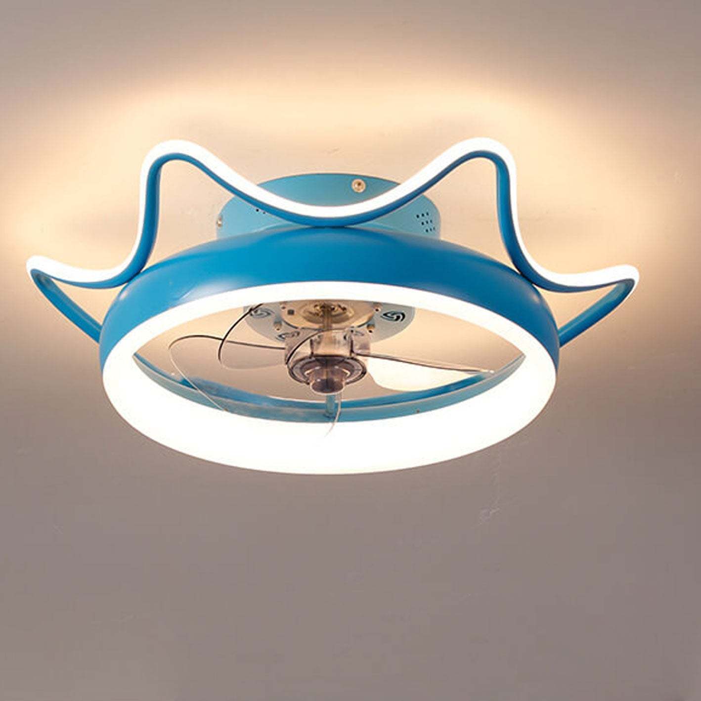 Nordic Round Wrought Iron LED Flush Mount Fan Light
