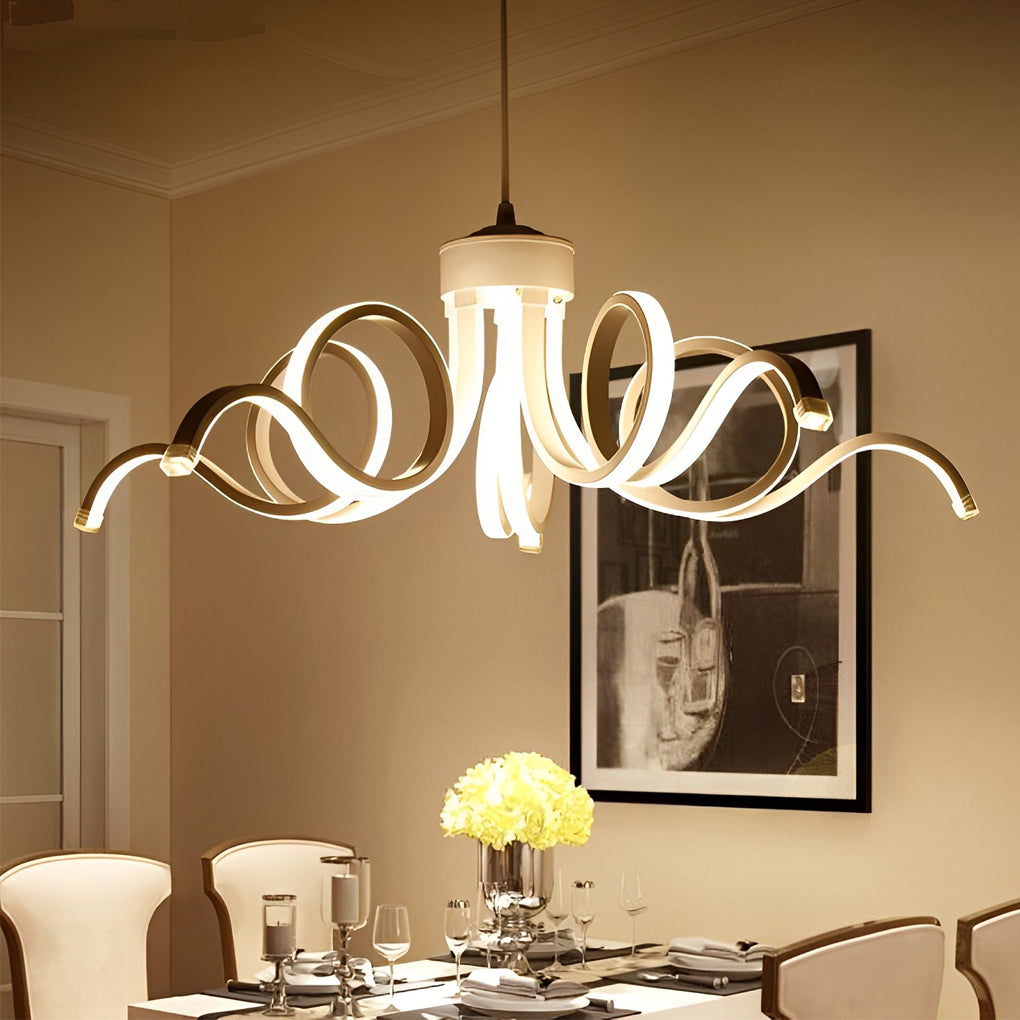 Curved Flower Petal Dimmable Nordic LED Chandelier