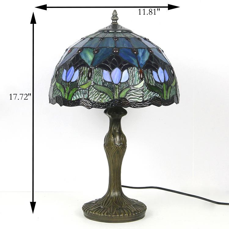 Tiffany stained table lamps in glass — Blue / 110V-120V (US/CA)