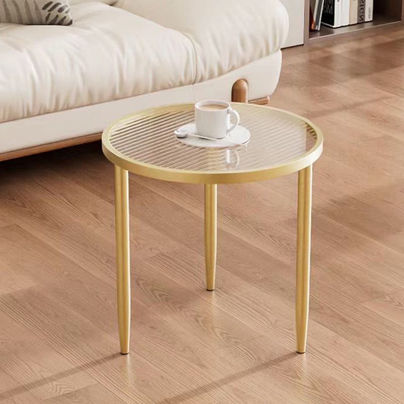 Minimalist Round Glass Metal Coffee Table — Brown Glass + Gold Frame