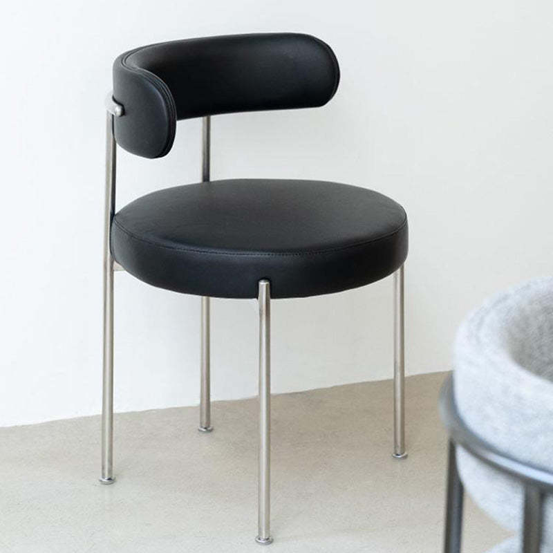 Minimalist Round Velvet Tubular-Leg Dining Chair