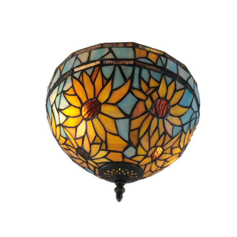 European Vintage Tiffany 2-Light Flush Mount