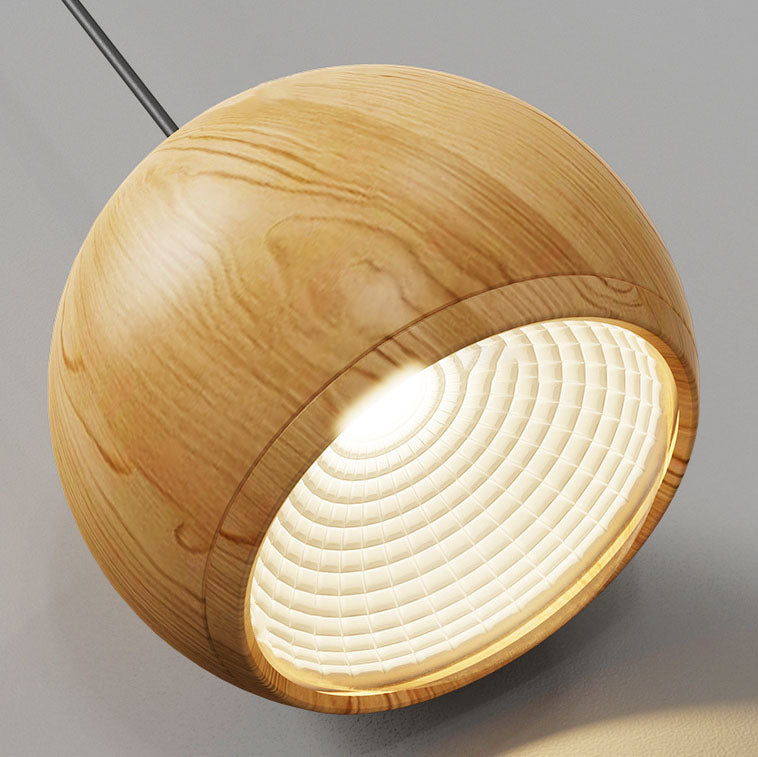 Japanese Wood Grain Oval Iron Pendant Light