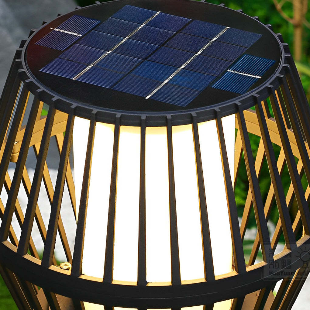 Waterproof Aluminum LED Matte Black Modern Solar Outdoor Lights Lanterns-Lighom