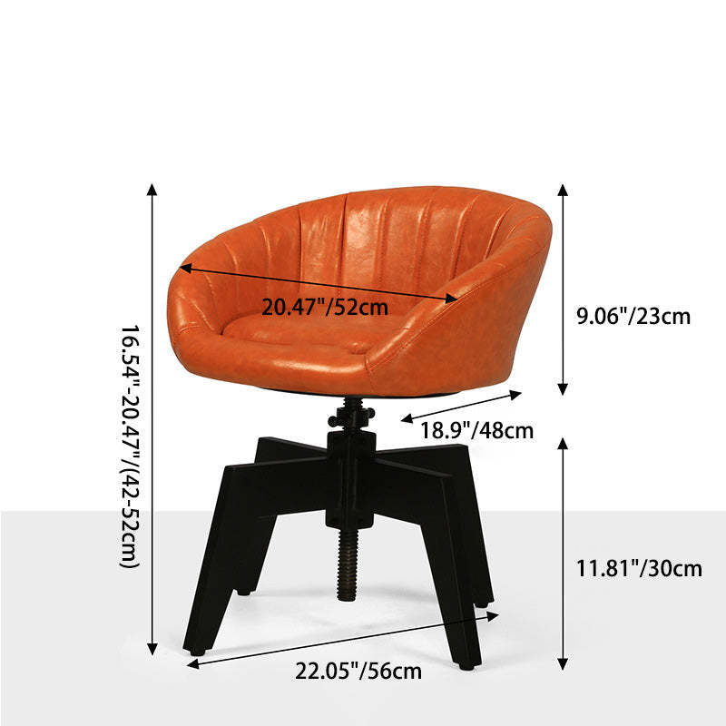 Retro Arc Liftable PU Leather Iron Dining Chair