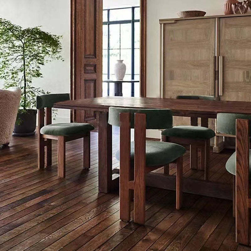 Retro Half Round Fabric Wood Dining Chair