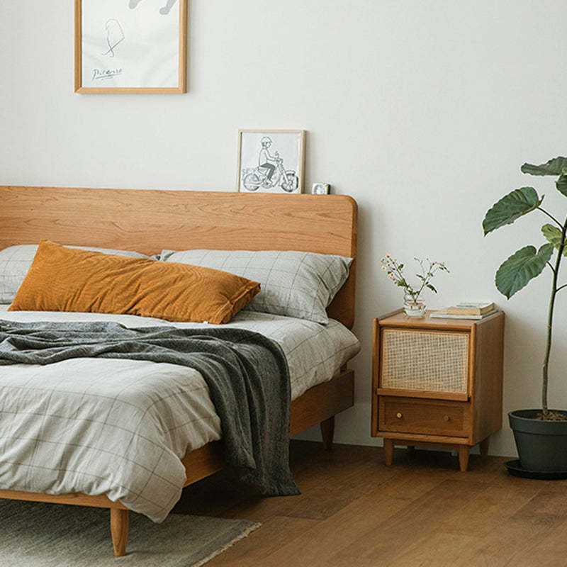 Retro Solid Wood 2-Drawer Nightstand