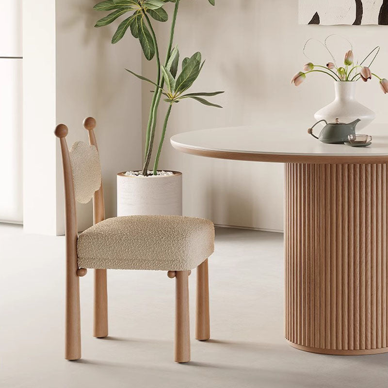 Modern Vertical Wood Lambswool Dining Chair