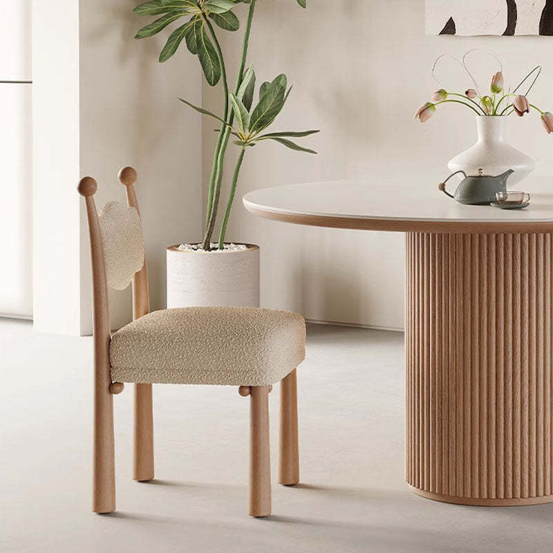 Modern Vertical Wood Lambswool Dining Chair